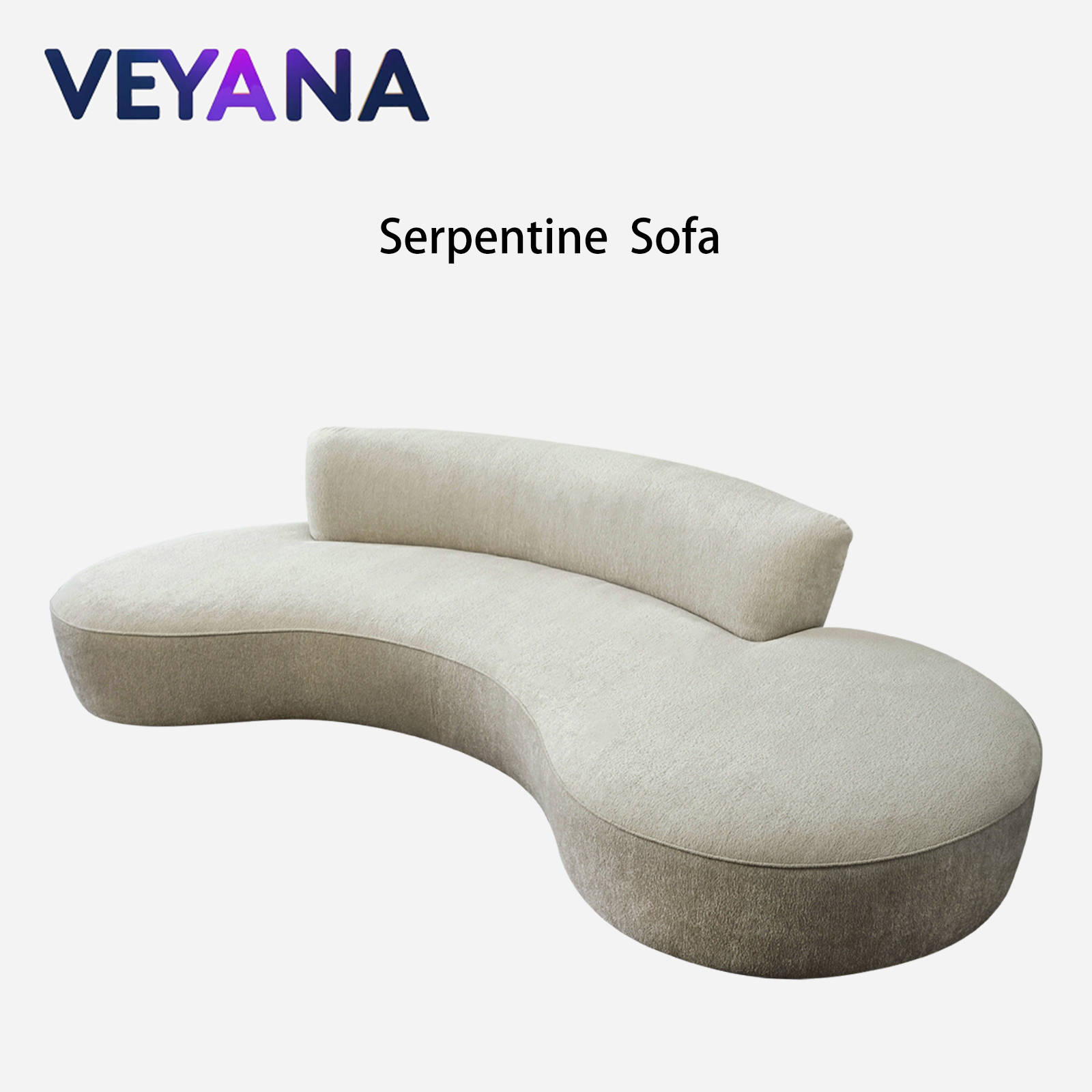 Italian minimalist designer fabric sofa, living room three seat curved sofa, leisure area couch