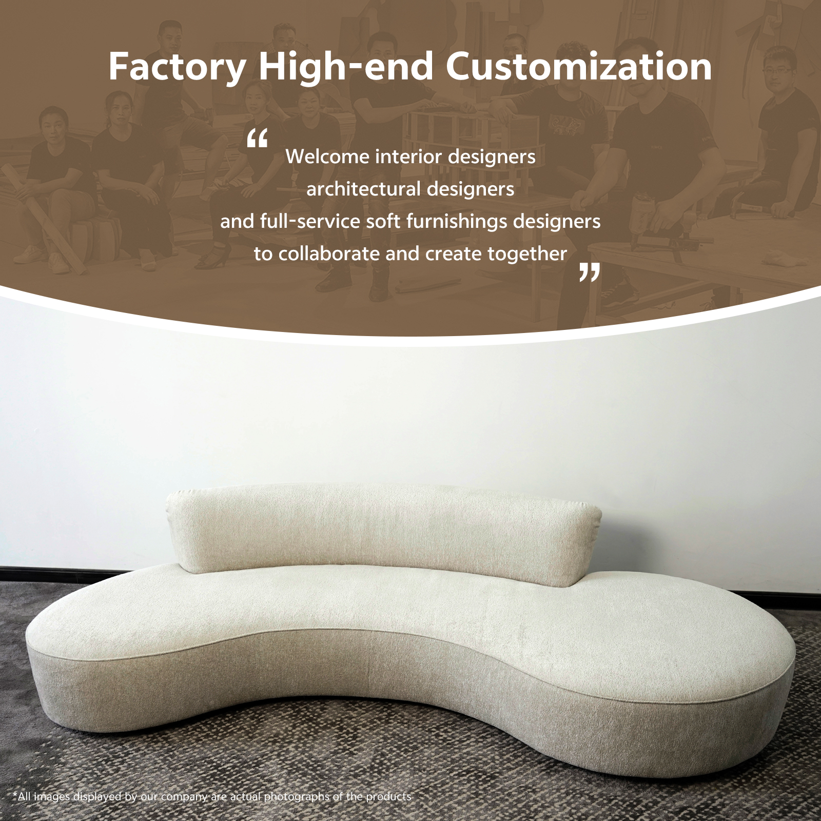 Italian minimalist designer fabric sofa, living room three seat curved sofa, leisure area couch