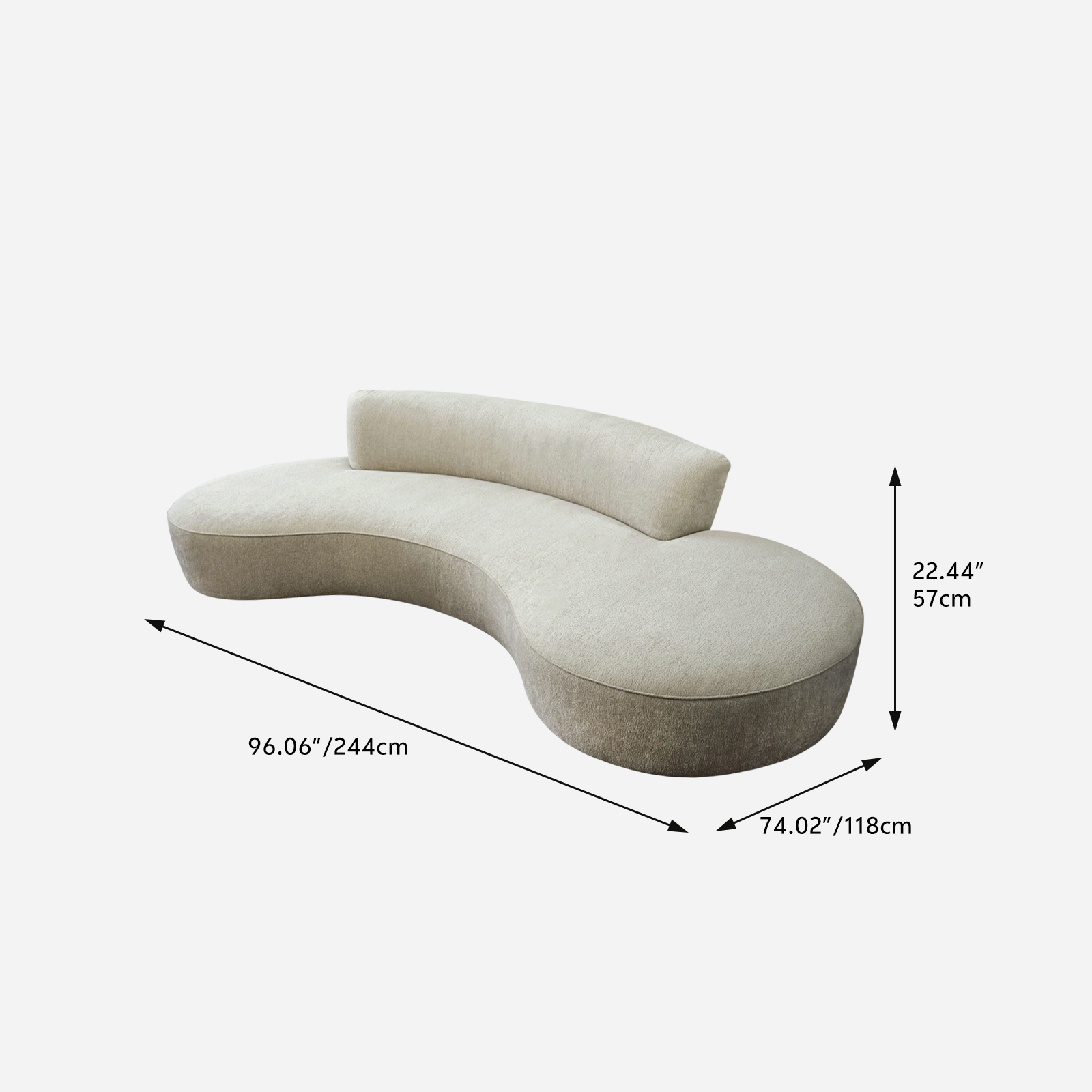 Italian minimalist designer fabric sofa, living room three seat curved sofa, leisure area couch