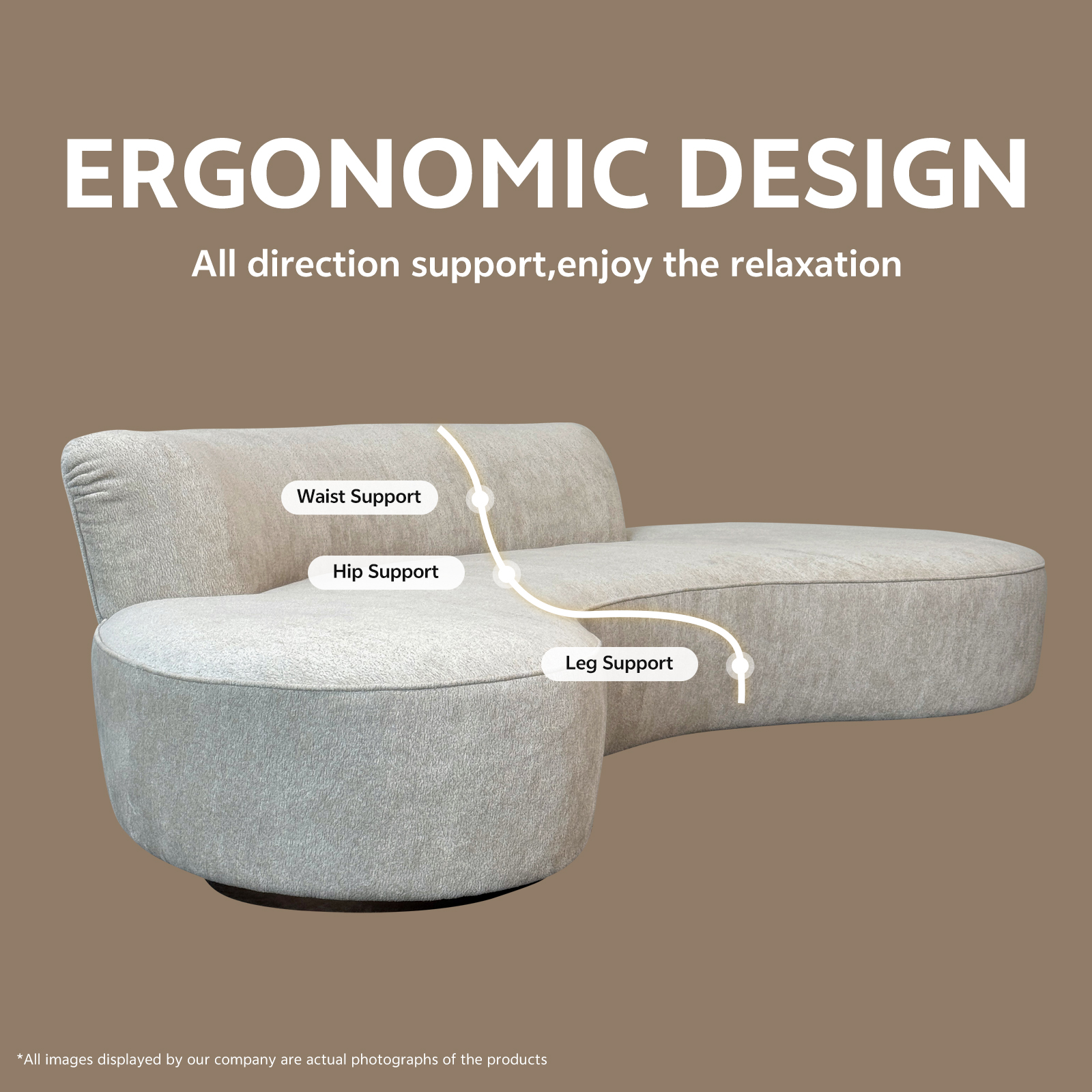 Italian minimalist designer fabric sofa, living room three seat curved sofa, leisure area couch