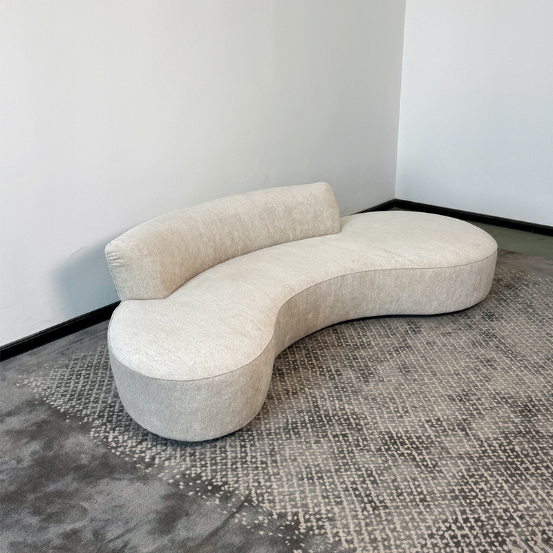 Italian minimalist designer fabric sofa, living room three seat curved sofa, leisure area couch