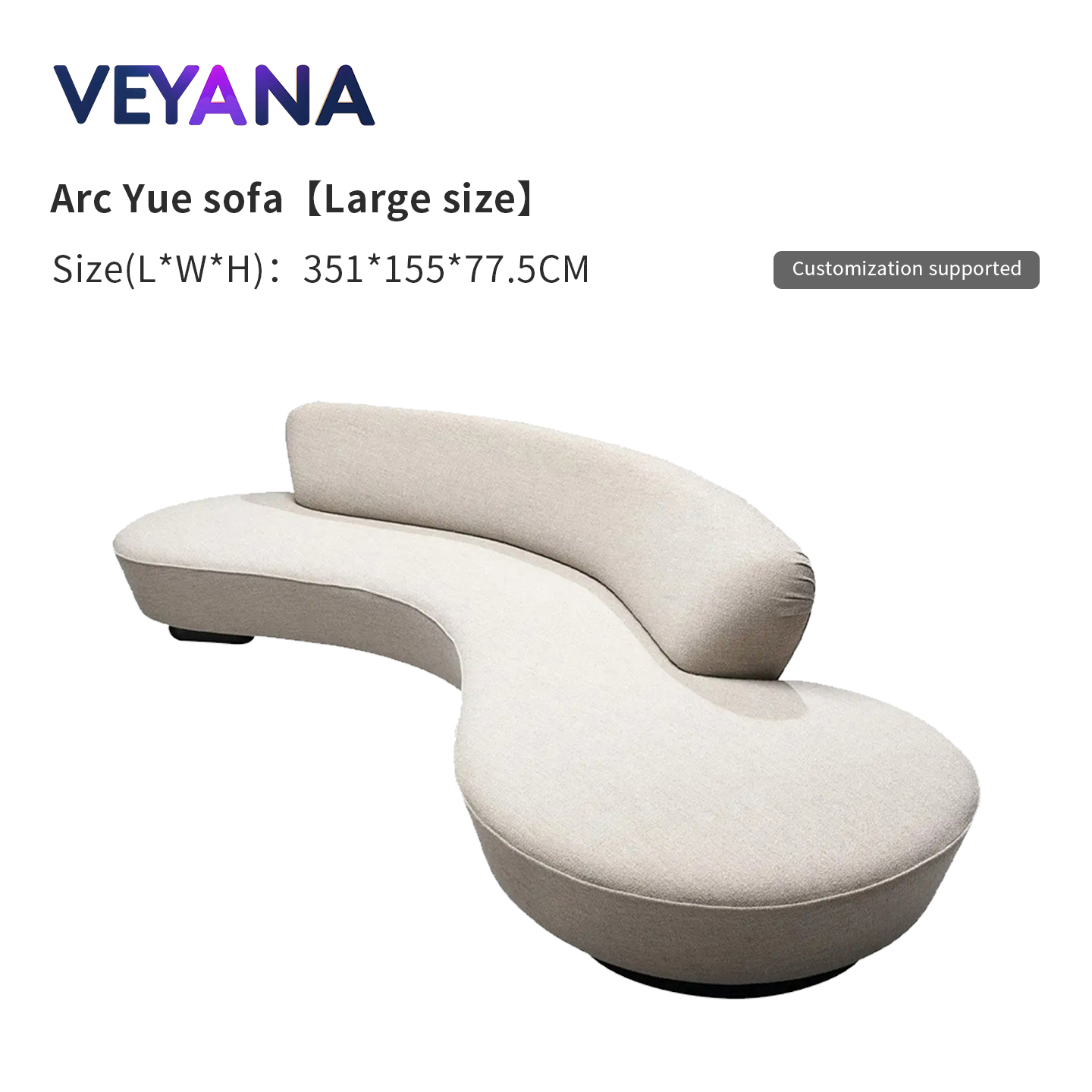 Italian minimalist designer fabric sofa, living room three seat curved sofa, leisure area couch