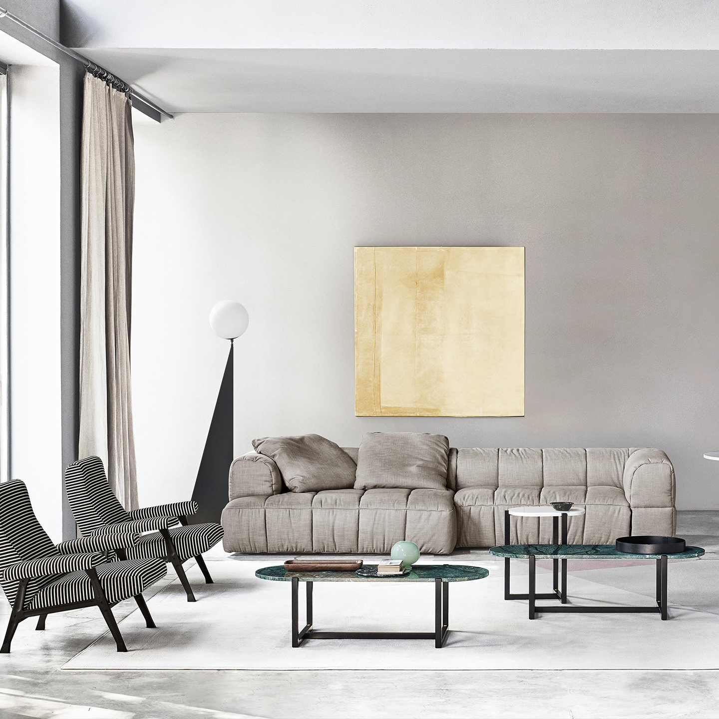 Italian minimalist designer pixel sofa, retro living room leather and fabric combination sofa set.