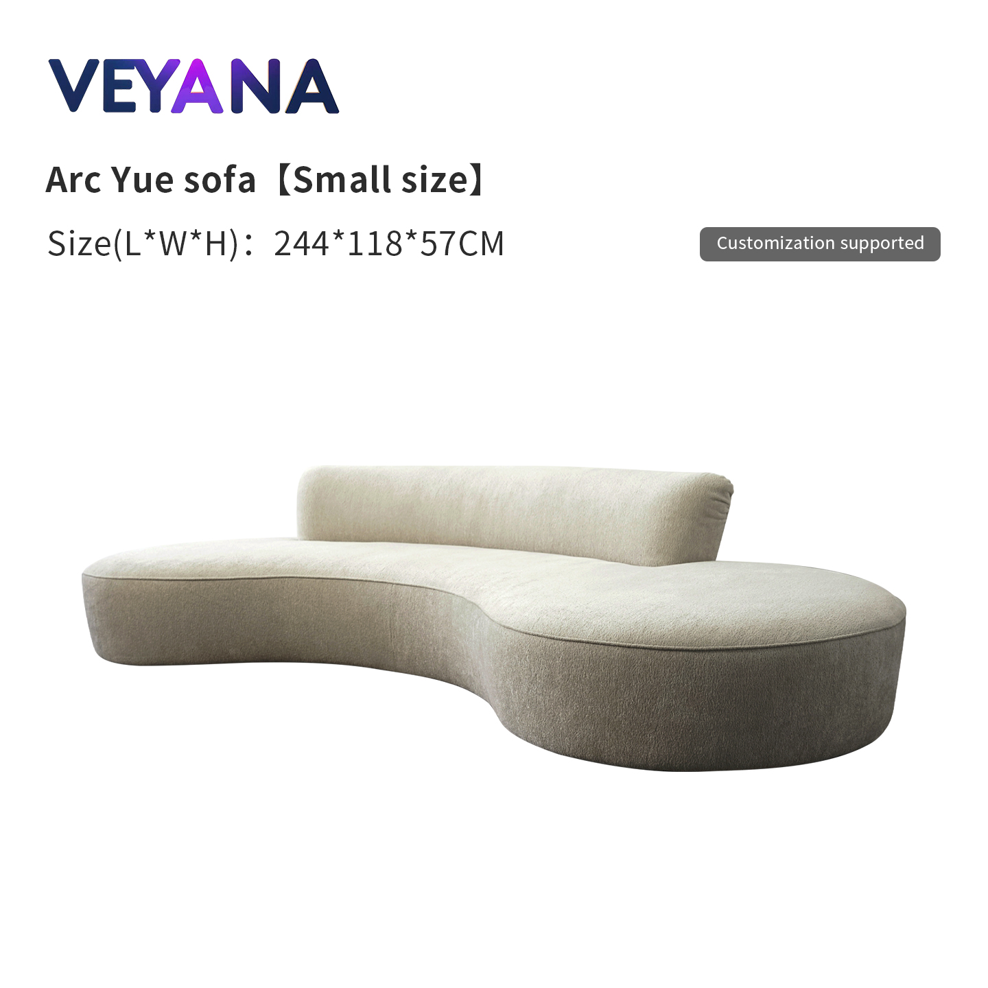 Italian minimalist designer fabric sofa, living room three seat curved sofa, leisure area couch