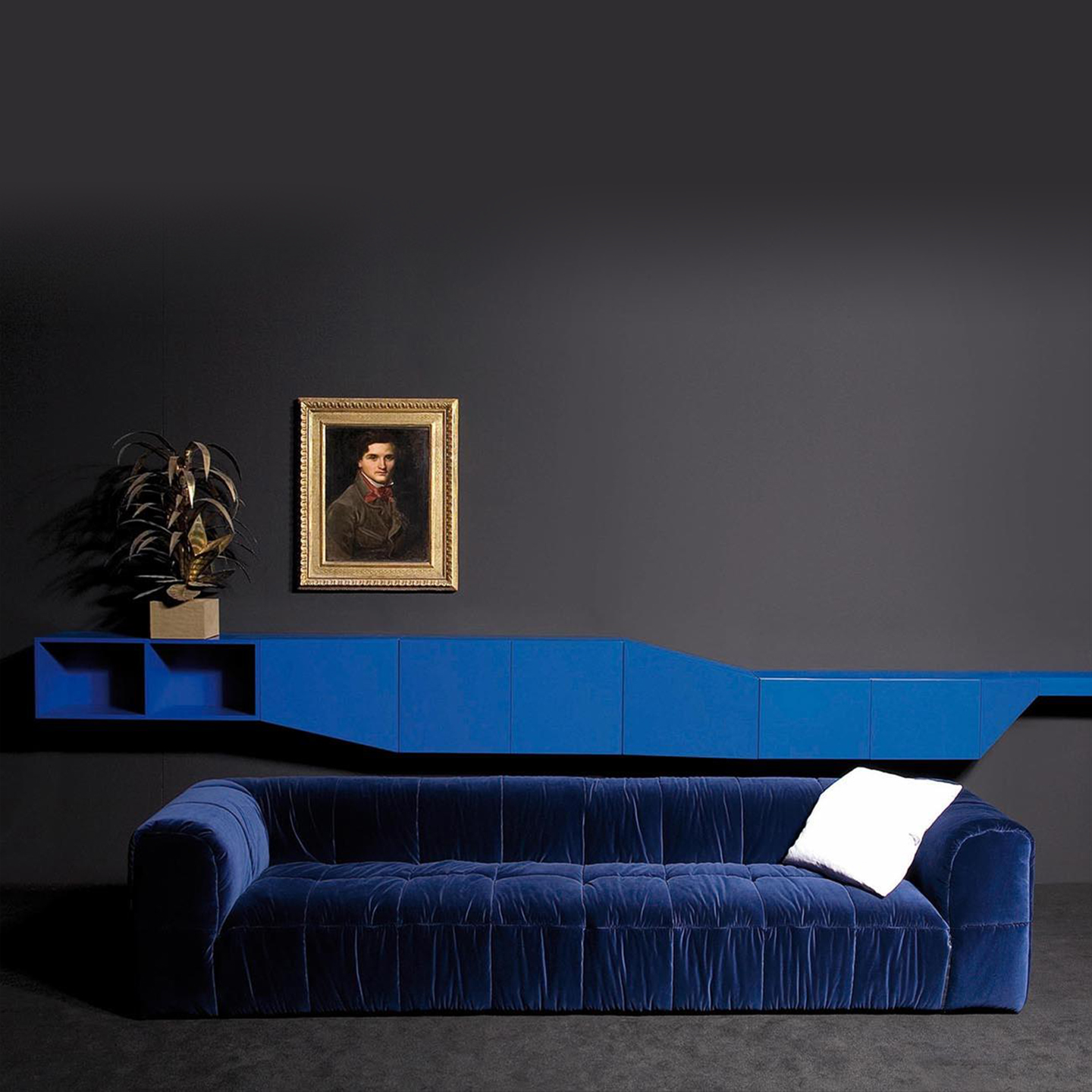 Italian minimalist designer pixel sofa, retro living room leather and fabric combination sofa set.