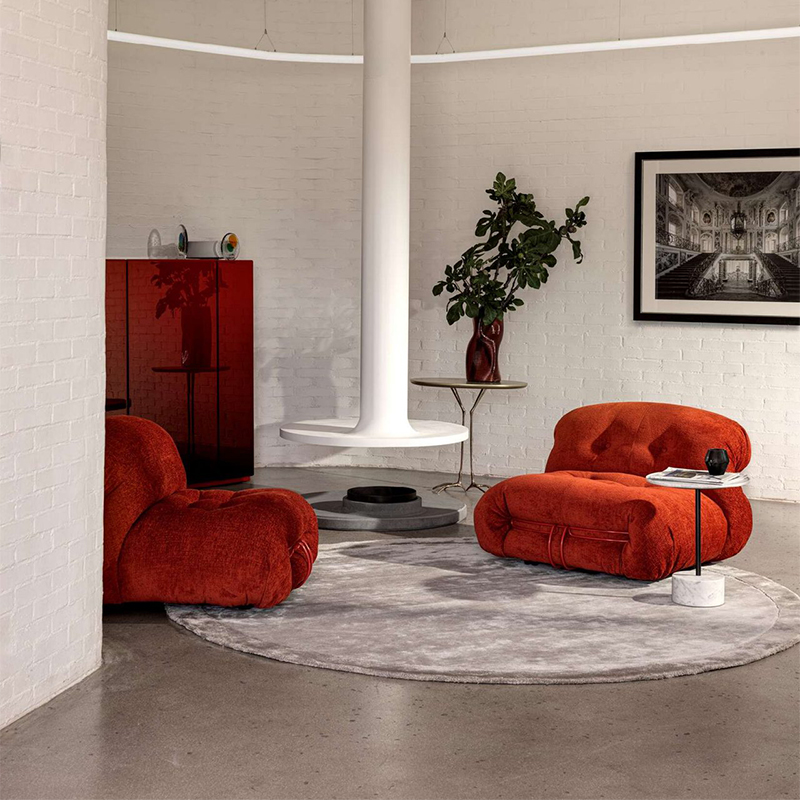 Wabi Sabi retro designer style steel tooth sofa, Italian minimalist living room straight couch, single seat casual sofa set