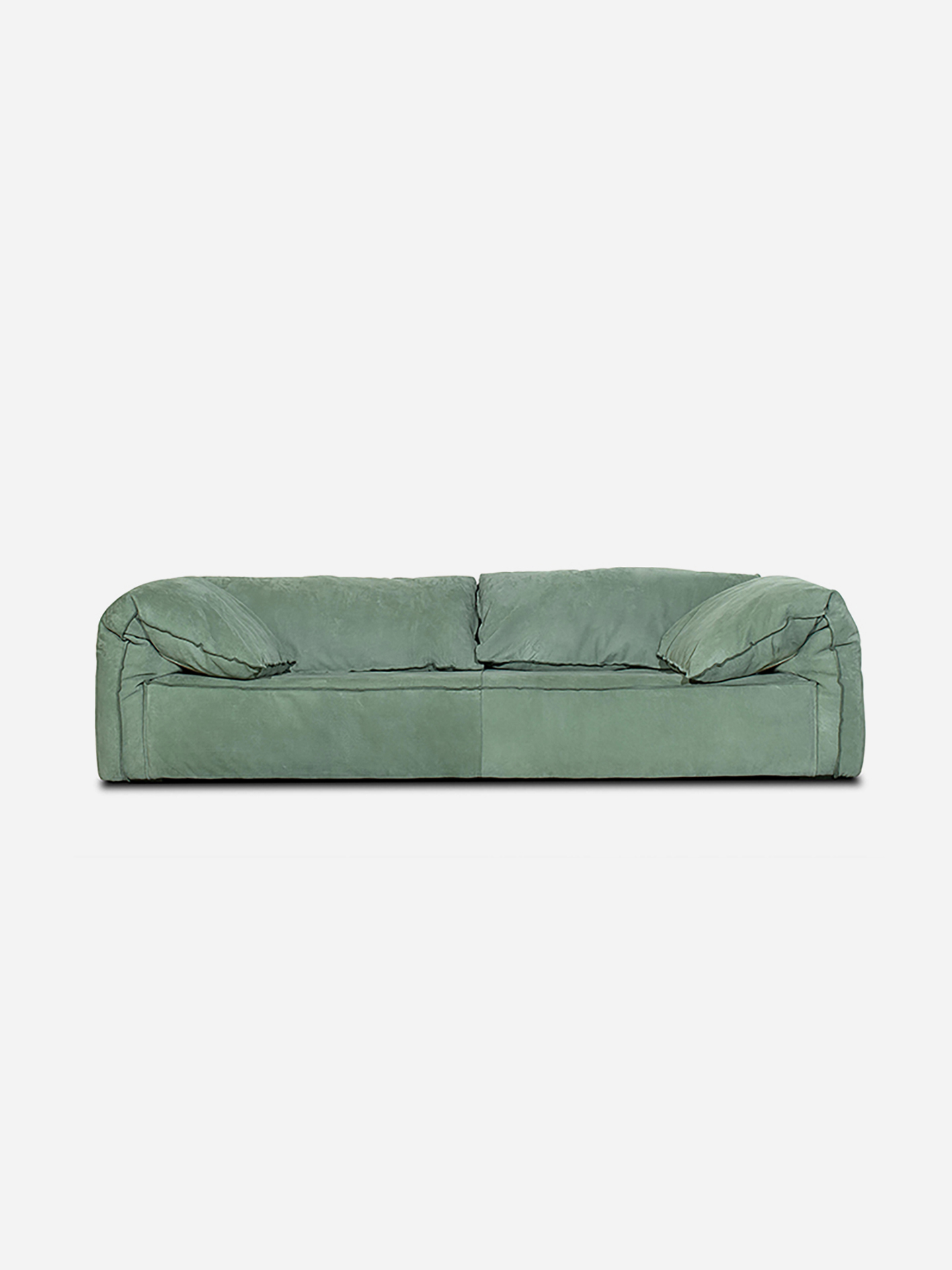 Italian minimalist elephant ear sofa, designer style light luxury frosted leather living room sofa, down filled three seater couch.