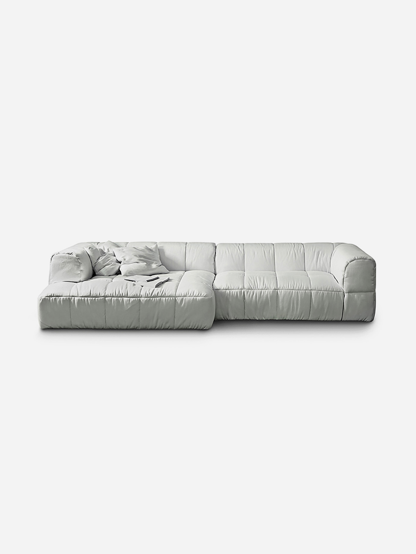 Italian minimalist designer pixel sofa, retro living room leather and fabric combination sofa set.