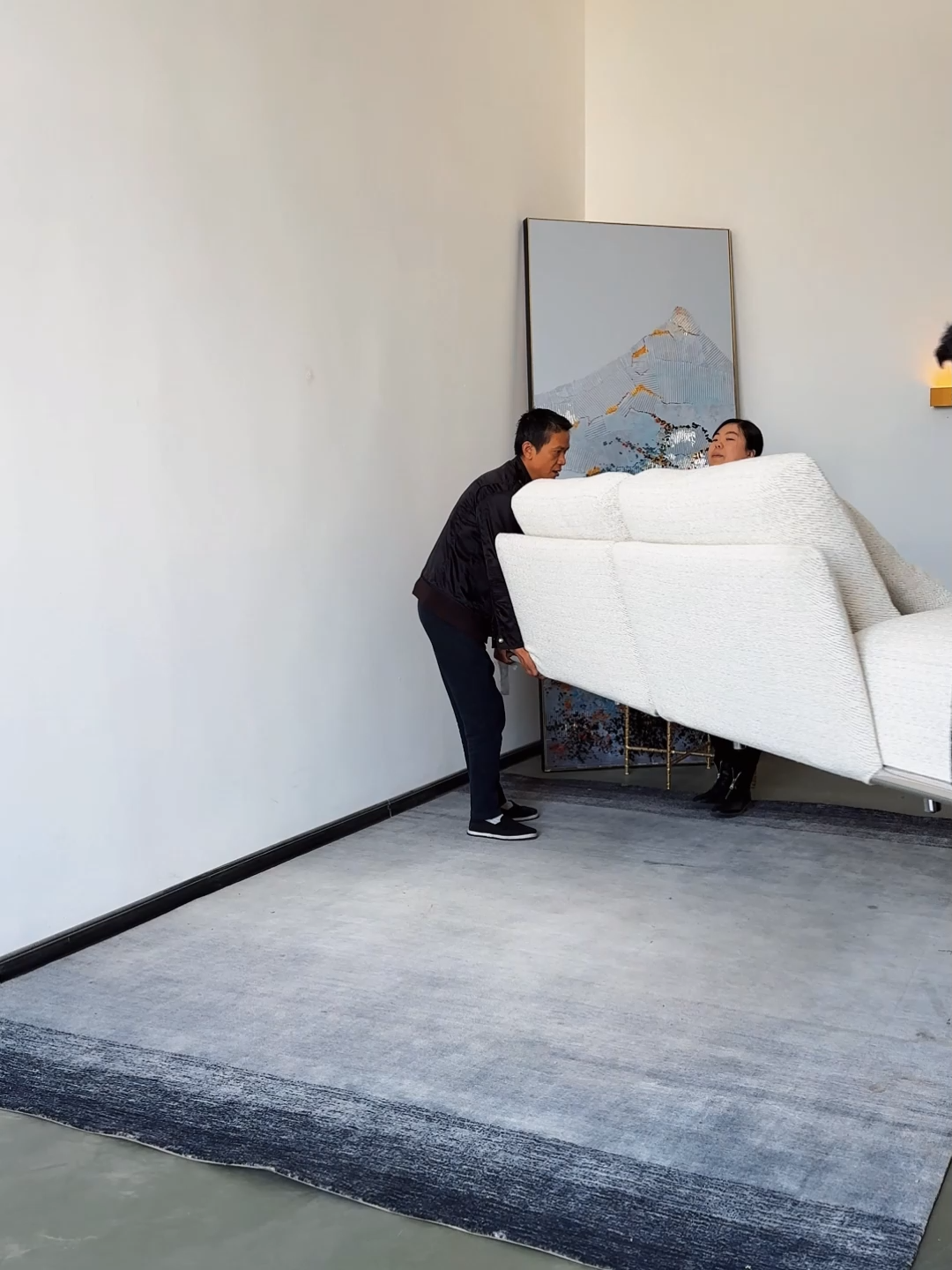 Italian minimalist designer PARK sofa, living room light luxury fabric straight row couch, modular combination sofa set.