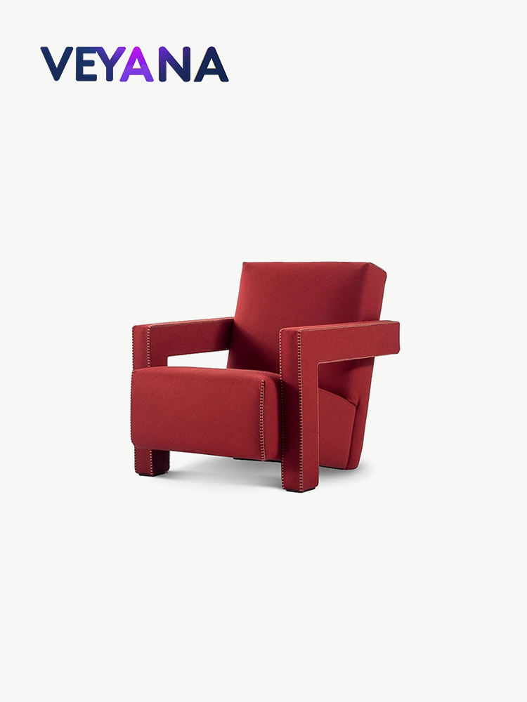 Italian minimalist Utrecht armchair, designer velvet sofa chair, small-sized single chair, balcony bedroom leisure seven character chair, reading floor chair.