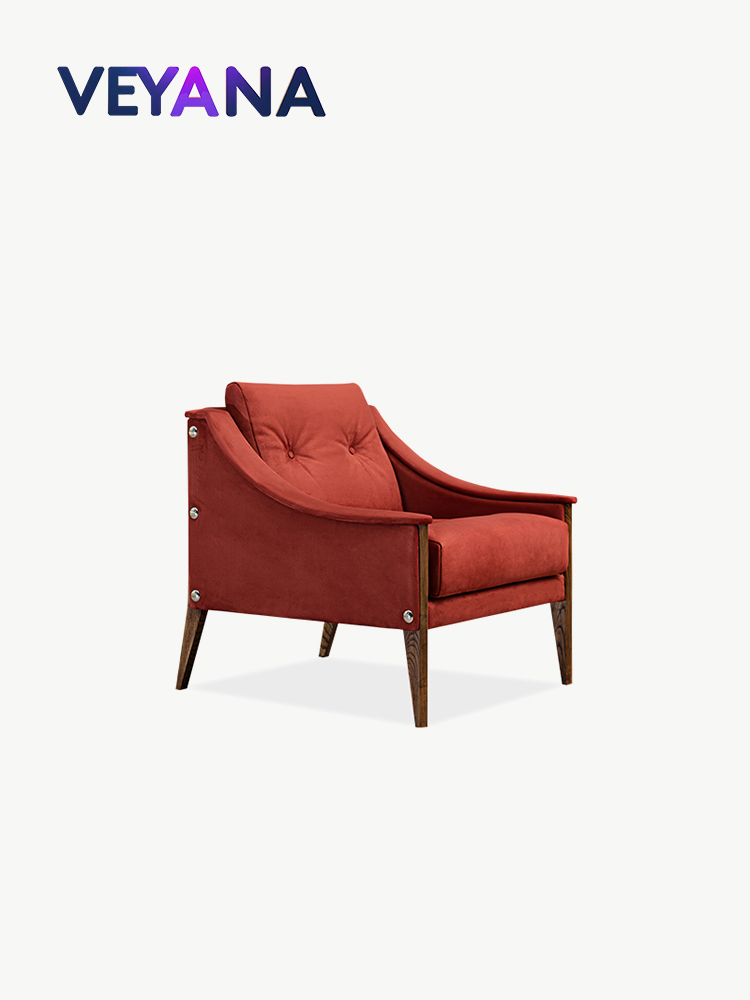 Italian minimalist single sofa chair, frosted fabric armchair, living room and study leisure reading chair, high-end villa hotel reception and negotiation leisure chair