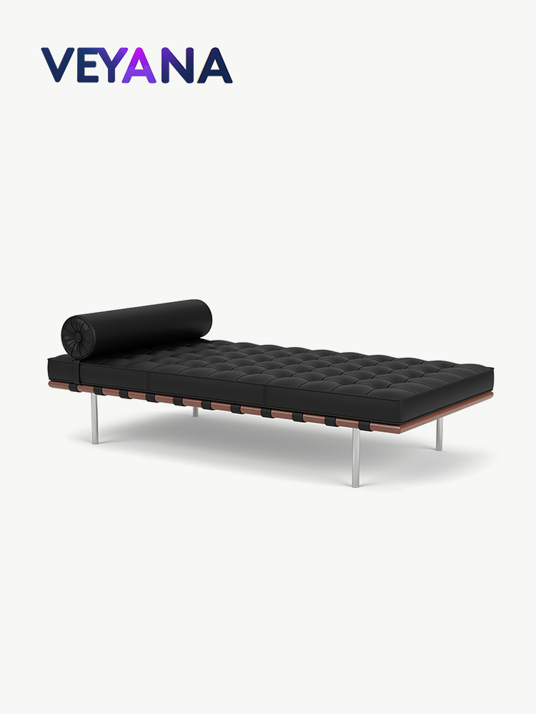 Italian minimalist Barcelona sofa bed, living room leather nap sofa bench, bedroom bedside bench, office study single bed.