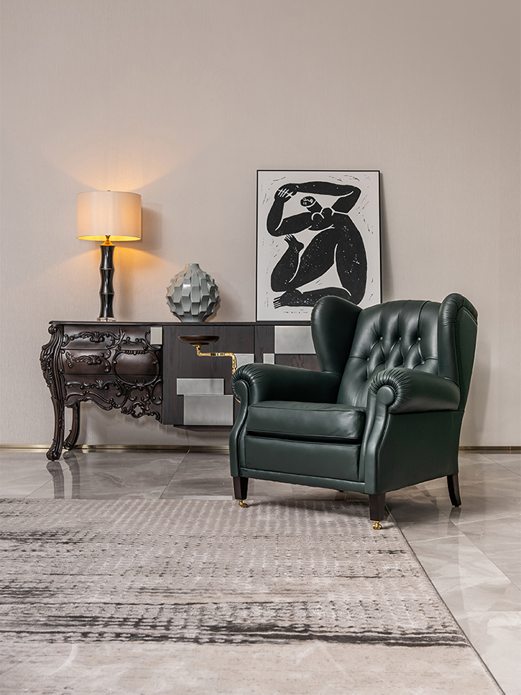 Italian minimalist 1919 cigar chair, classic retro style Godfather chair, living room single sofa chair, high-end light luxury top layer cowhide negotiation and reception leisure chair