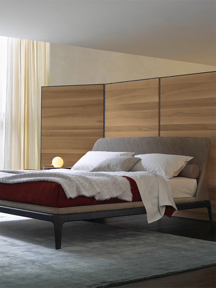 Italian minimalist designer Kelly bed, light luxury hand woven leather fabric soft bed, bedroom, hotel, apartment 1.8M double bed.