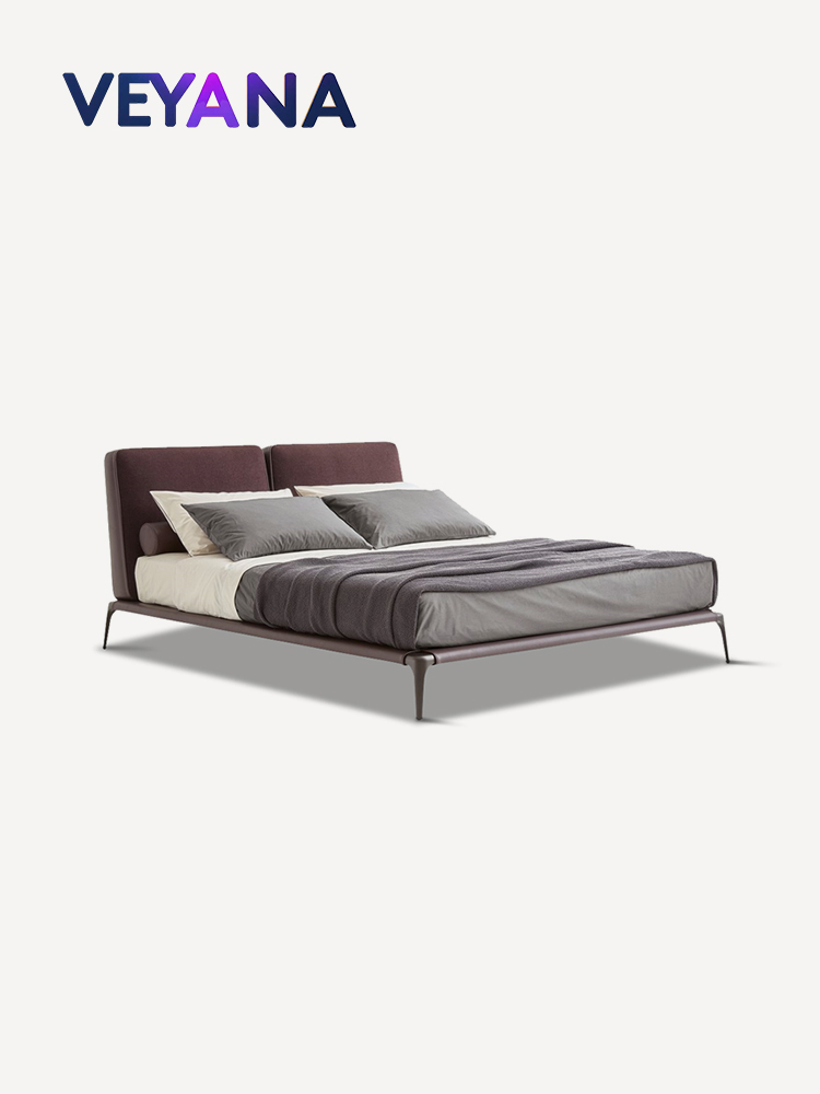 Italian minimalist Park bed, modern luxury cotton linen fabric master bedroom king size bed, high-end villa, hotel, apartment double bed