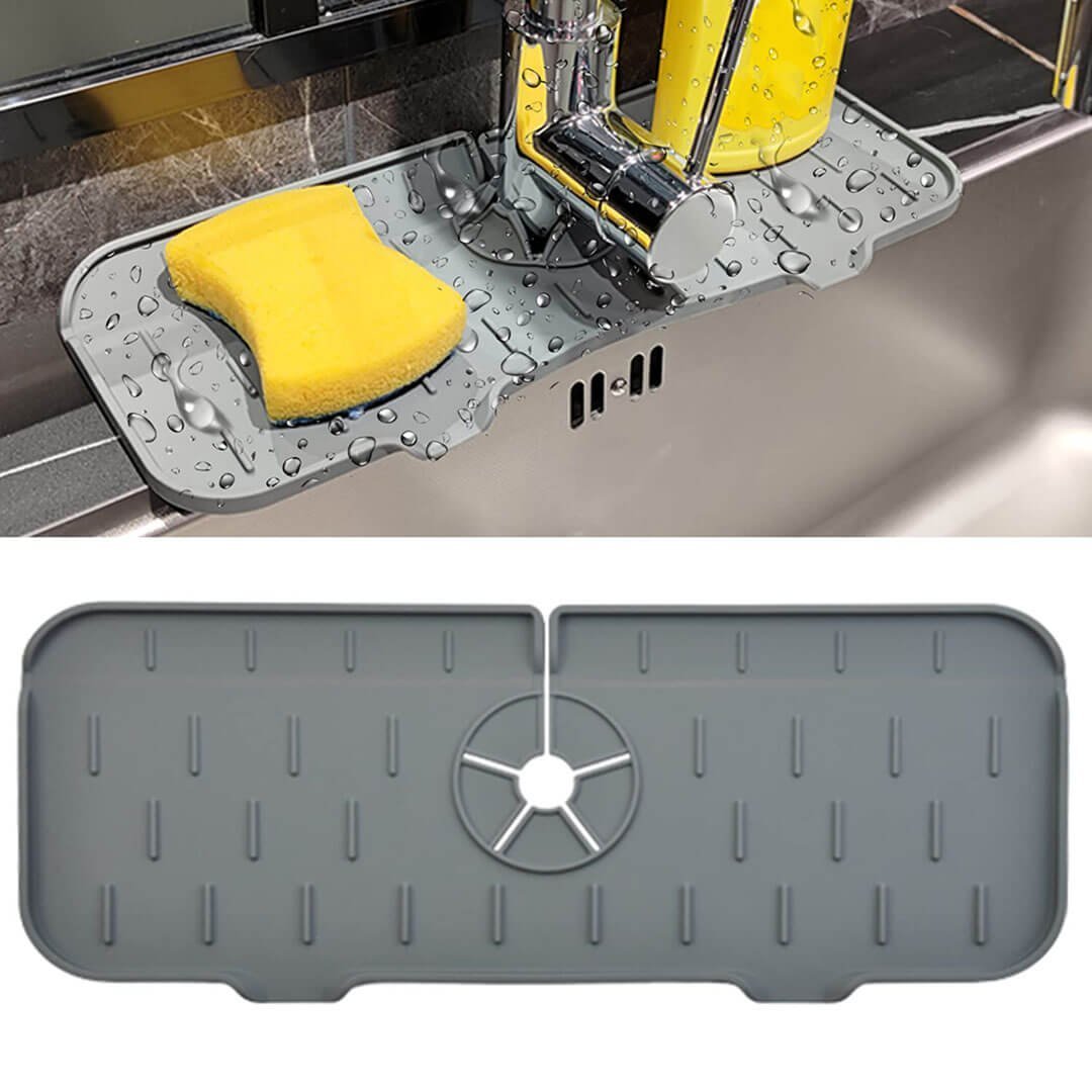 KitchenGuardTM Silicone Faucet Handle Drip Catcher Tray