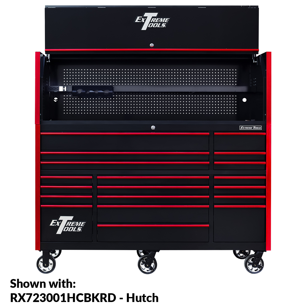 Extreme Tools 72″ x 30″, 19 Drawer Roller Cabinet with 250 lbs. drawer slides, RX 250 Series