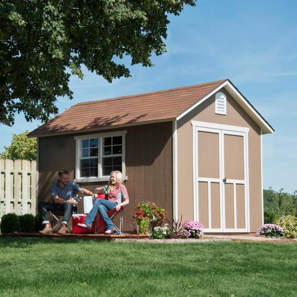 Installed Meridian Deluxe 8 ft. x 12 ft. Wood Storage Shed with Upgrades and Black Onyx Shingles