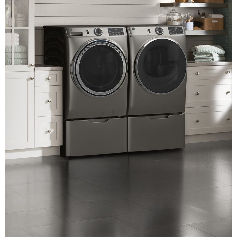 GE Appliances Energy Star Washer & Dryer Set with Stackable 4.8 Cubic Feet Front Load Washer and 7.8 Cubic Feet Electric Dryer(Satin Nickel)