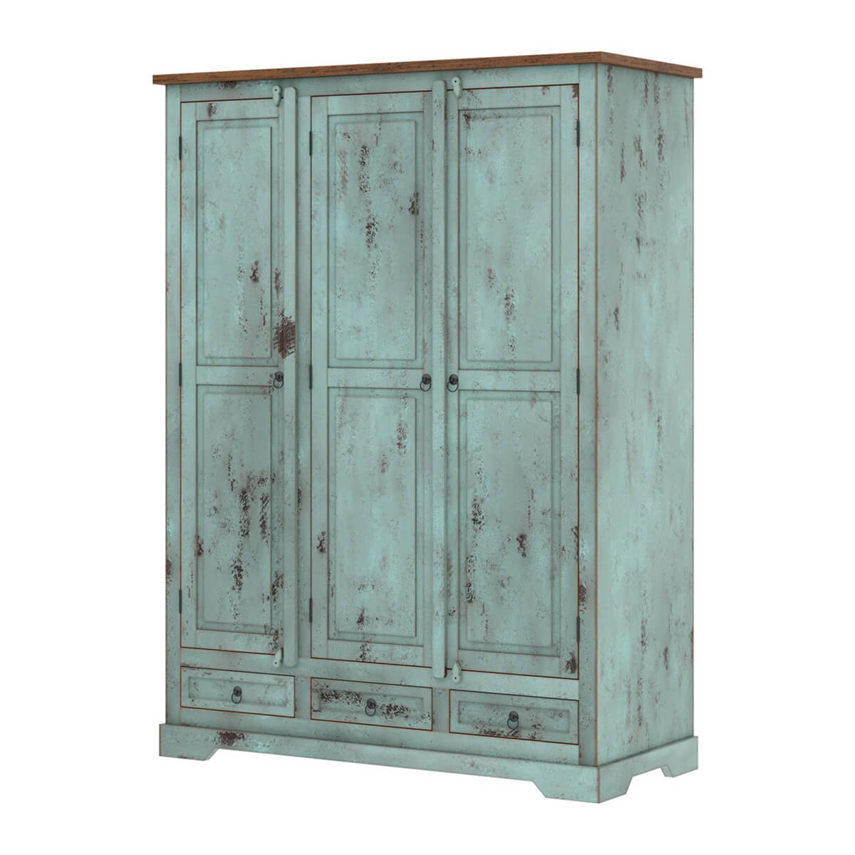 2023 HOT SALE Two Tone Solid Wood Armoire Wardrobe with Hanging Rod & Shelves