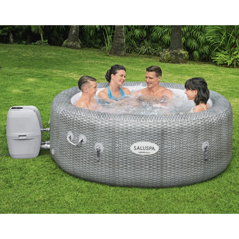 Bestway Honolulu SaluSpa 6 Person Inflatable Round Hot Tub Spa with 140 AirJets