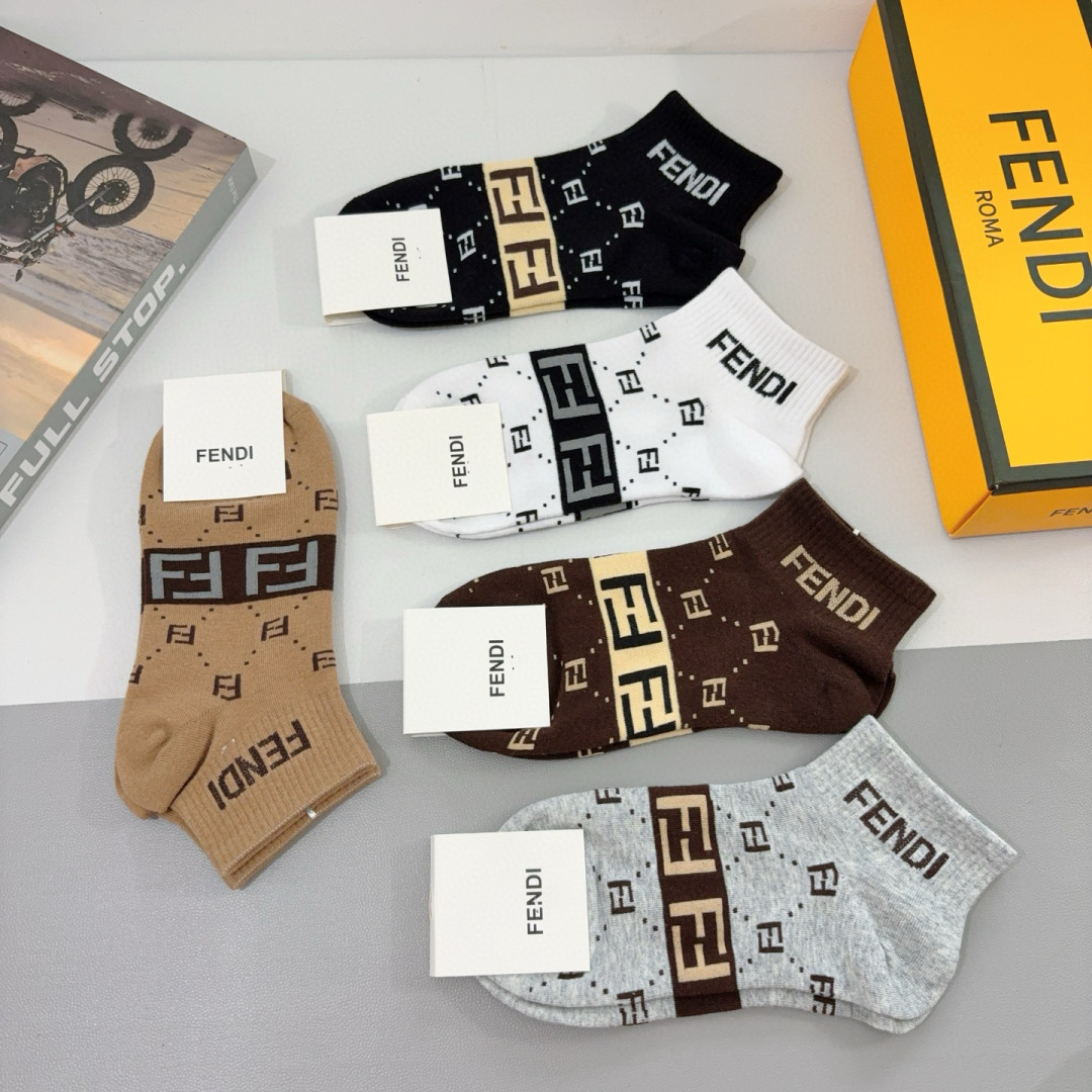 FD Letter double F mid-calf socks V380142