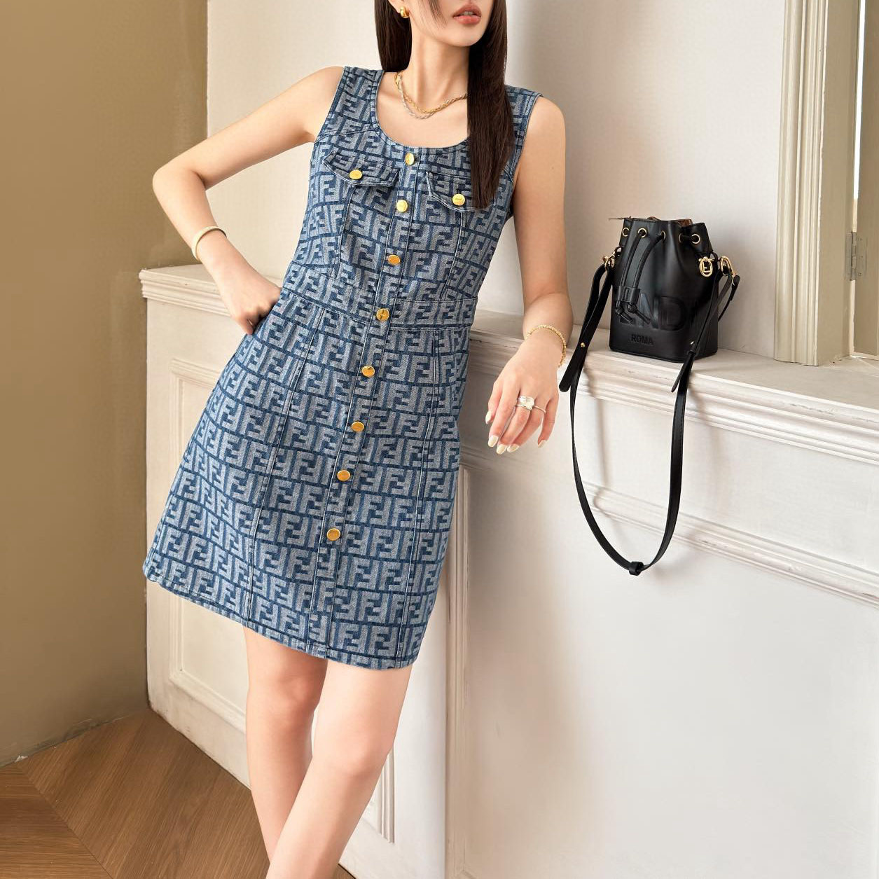 FD Double F denim dress V380130
