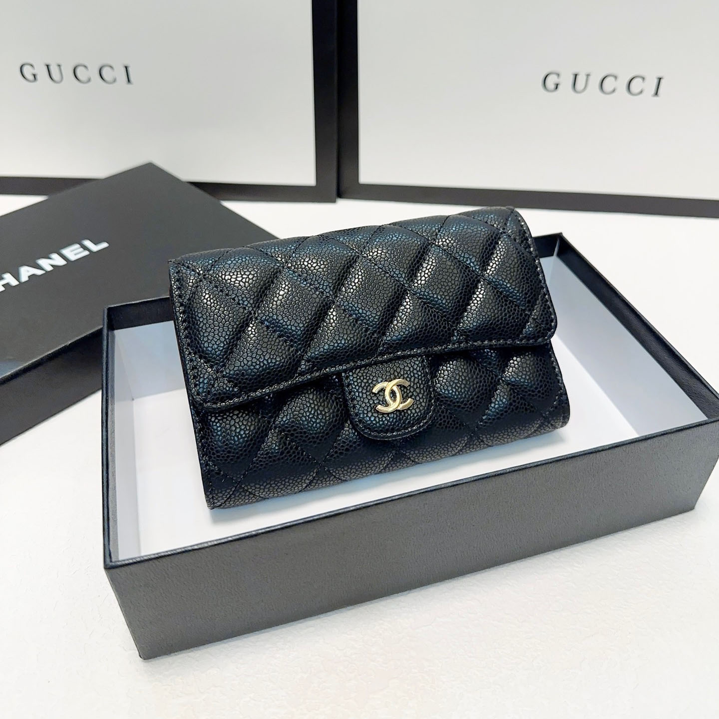 CH Classic Litchi Folding Long Wallet BV24051509