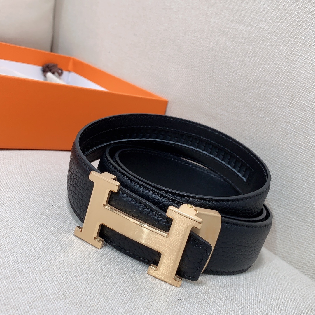 HM Men's classic Automatically buckle double - sided top - grade calfskin belt YV24052012