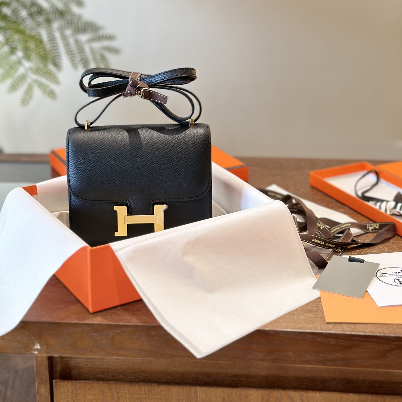 HM Constance series calfskin 19cm women's bag BV24031208