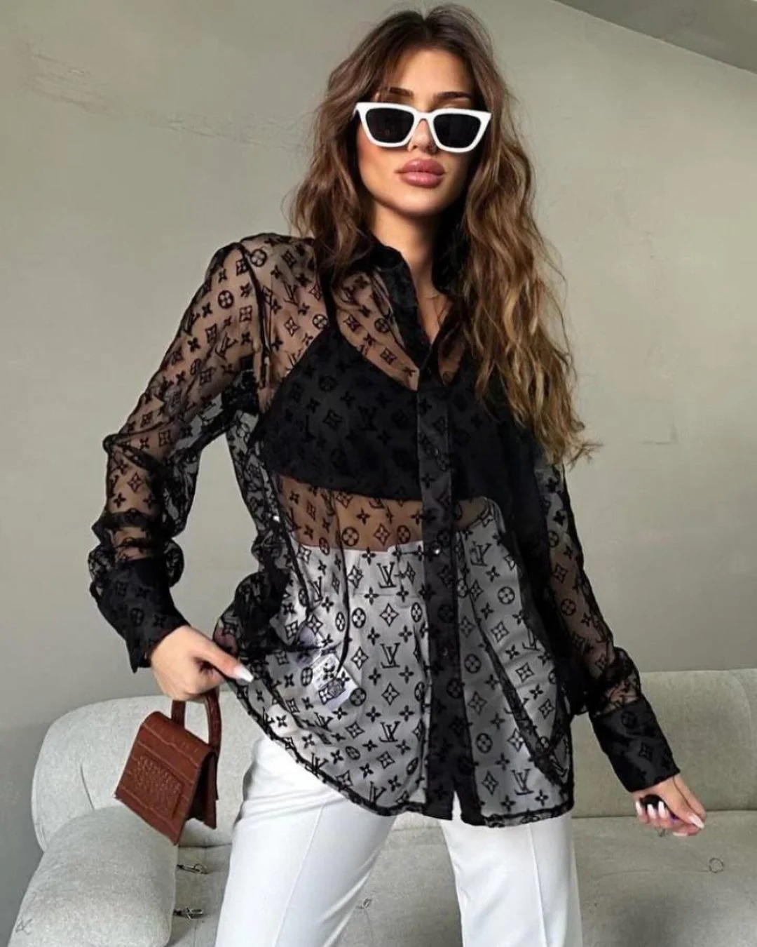 LV Sexy Mesh Shirt Top F24080901
