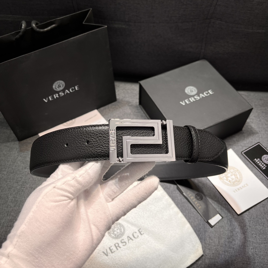 VS Men's Top - Grade Cowhide New - Style Logo Buckle Belt YV24052108