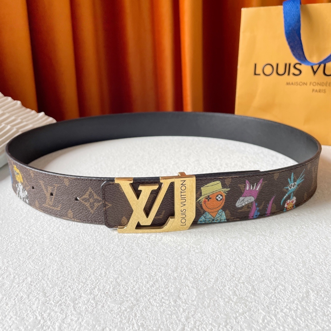 LV One-Piece Cast Hardware Steel Buckle Painted Belt   YV24052112