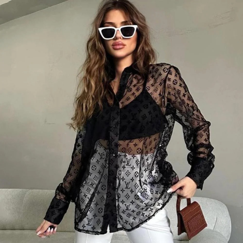 LV Sexy Mesh Shirt Top F24080901