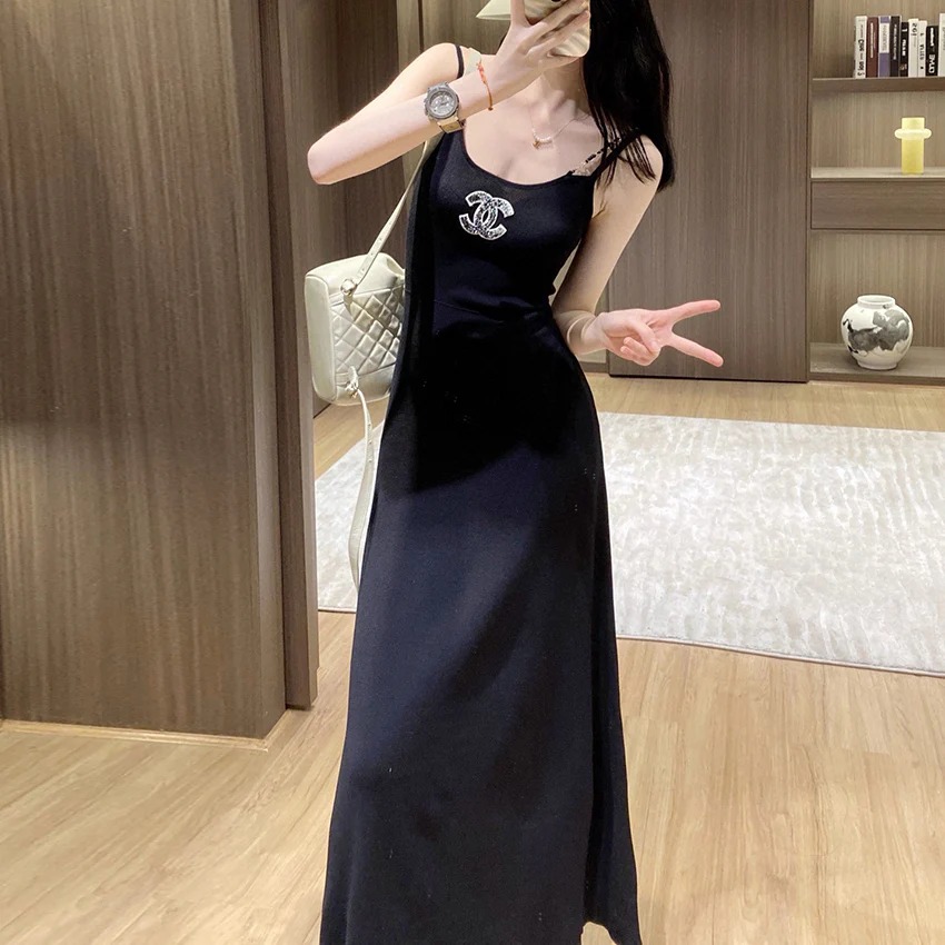 CH Fashion Knitted Chain Sling Long Dress F24080704