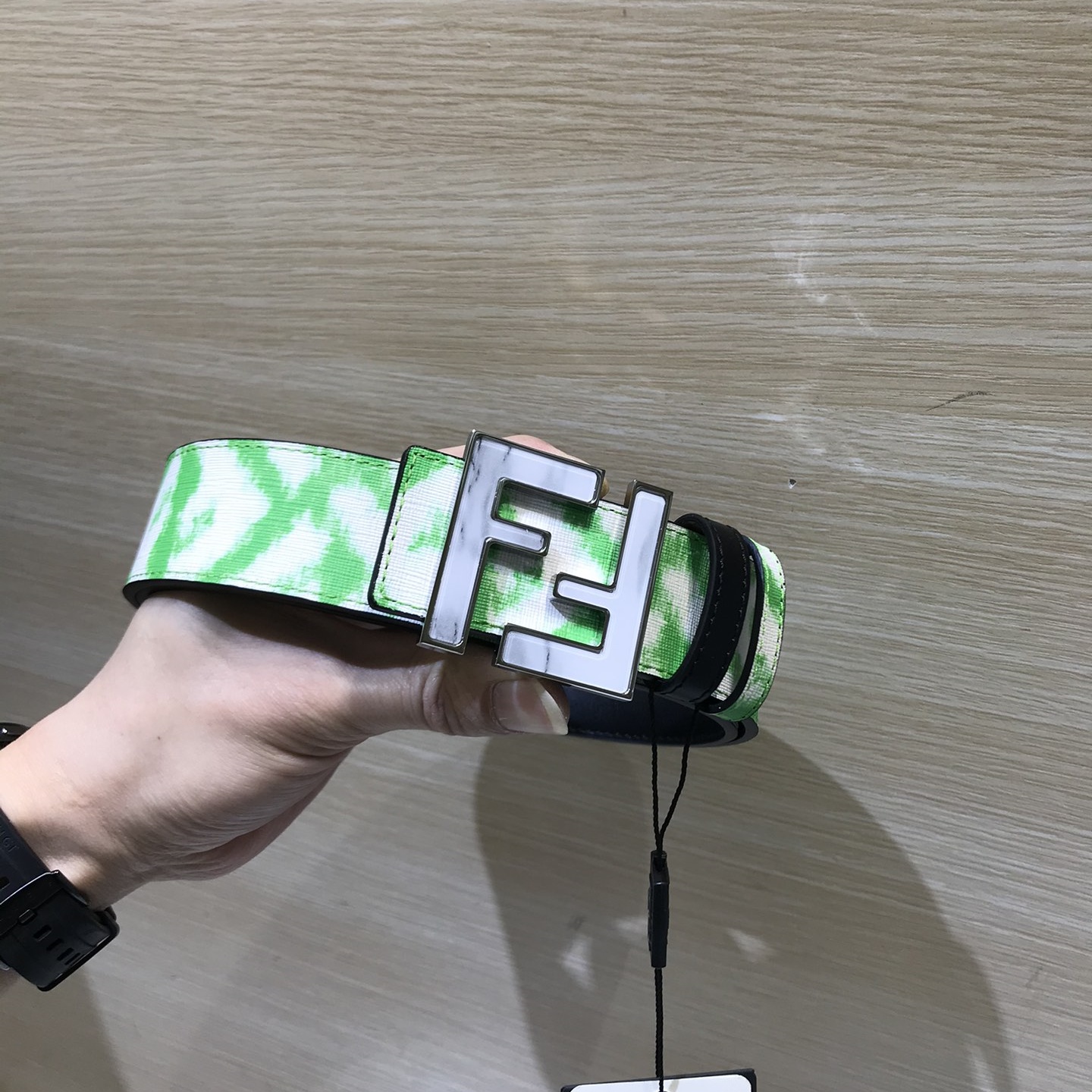 FD Acrylic F Rivet  Logo Buckle Belt YV24052108