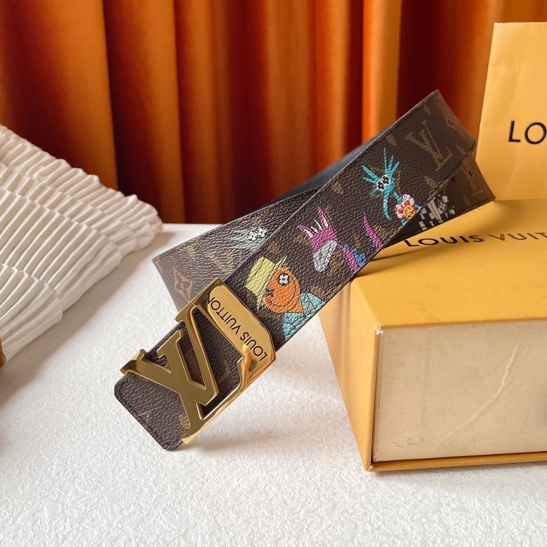 LV One-Piece Cast Hardware Steel Buckle Painted Belt   YV24052112