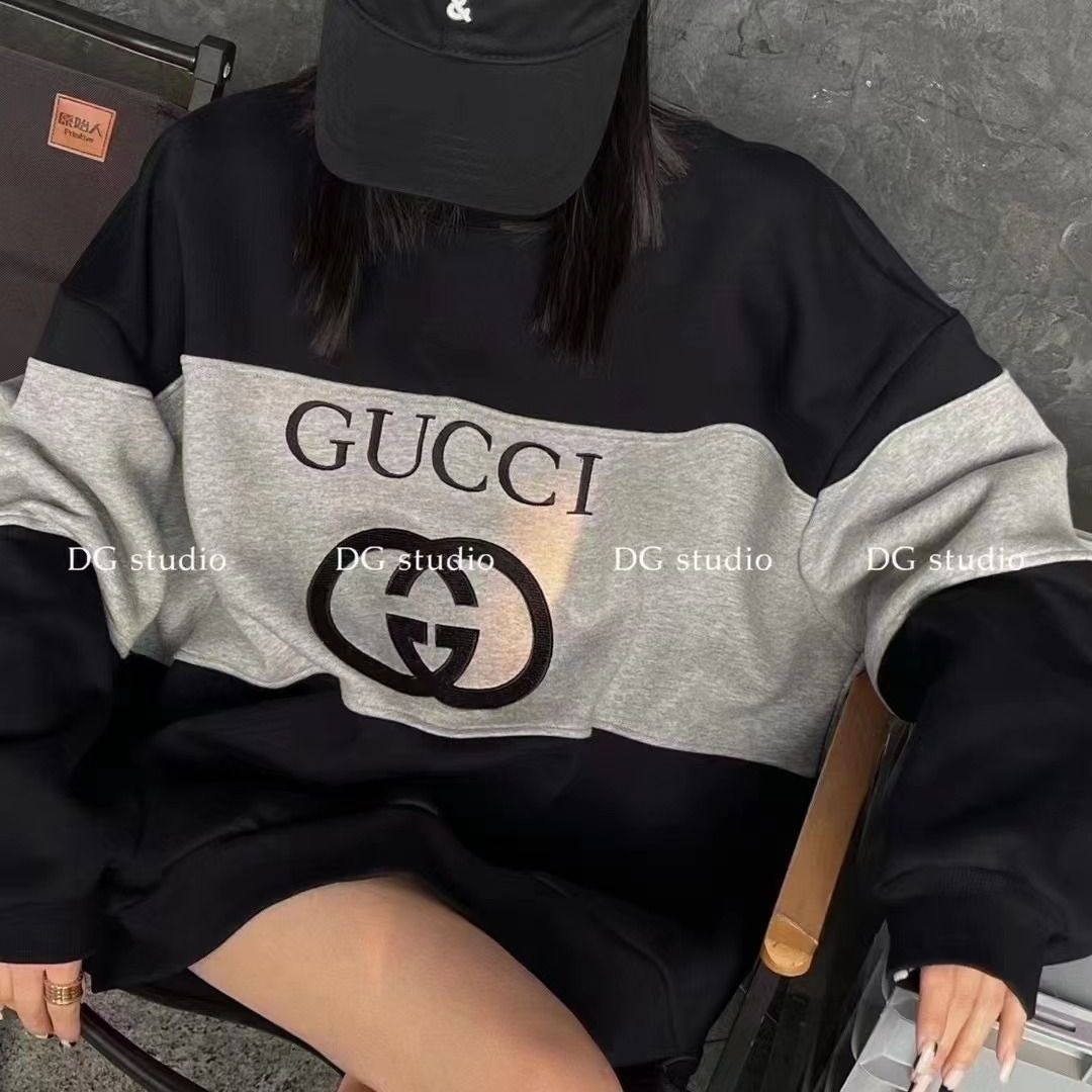 GG Fashion Stitching Casual Round Neck Sweatshirt MC24092302