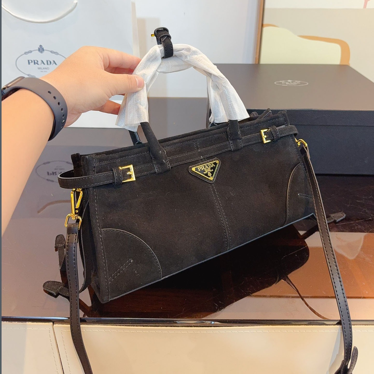 PAR Suede Horizontal Fashion Women's Shoulder Bag MC24092405