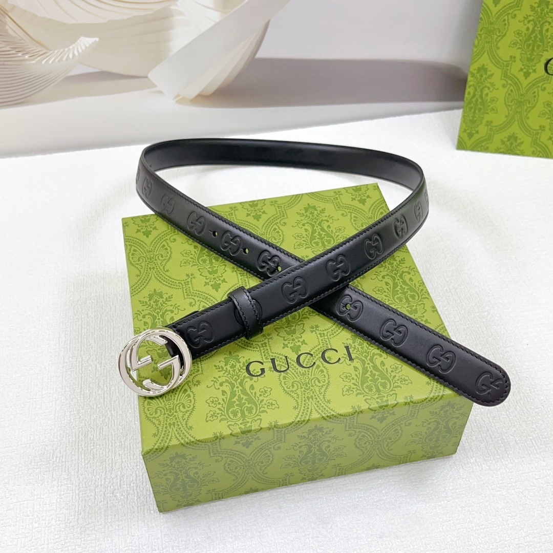 GG Women's Metal  logo cowhide Belt 2.5cm  YV24052214