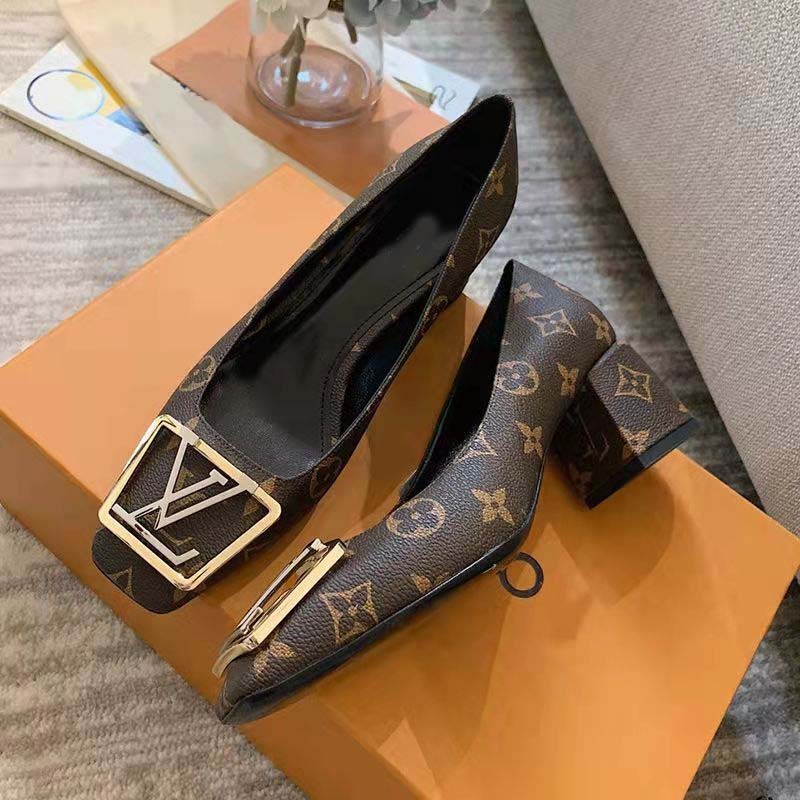 LV Fashion Square Toe Women's Shoes HS250214