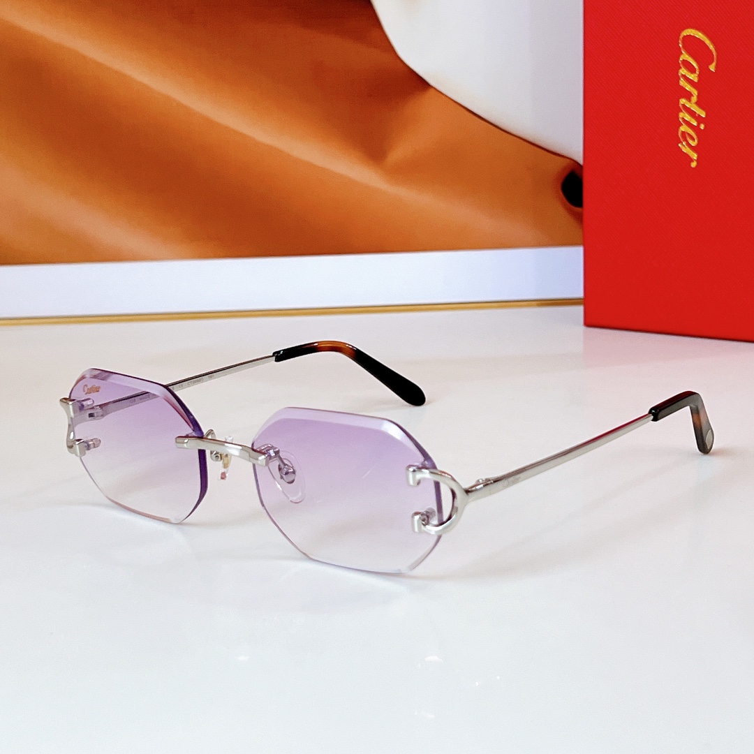 Car  Frameless gradient metal irregular - shaped lenses sunglasses YV240524014