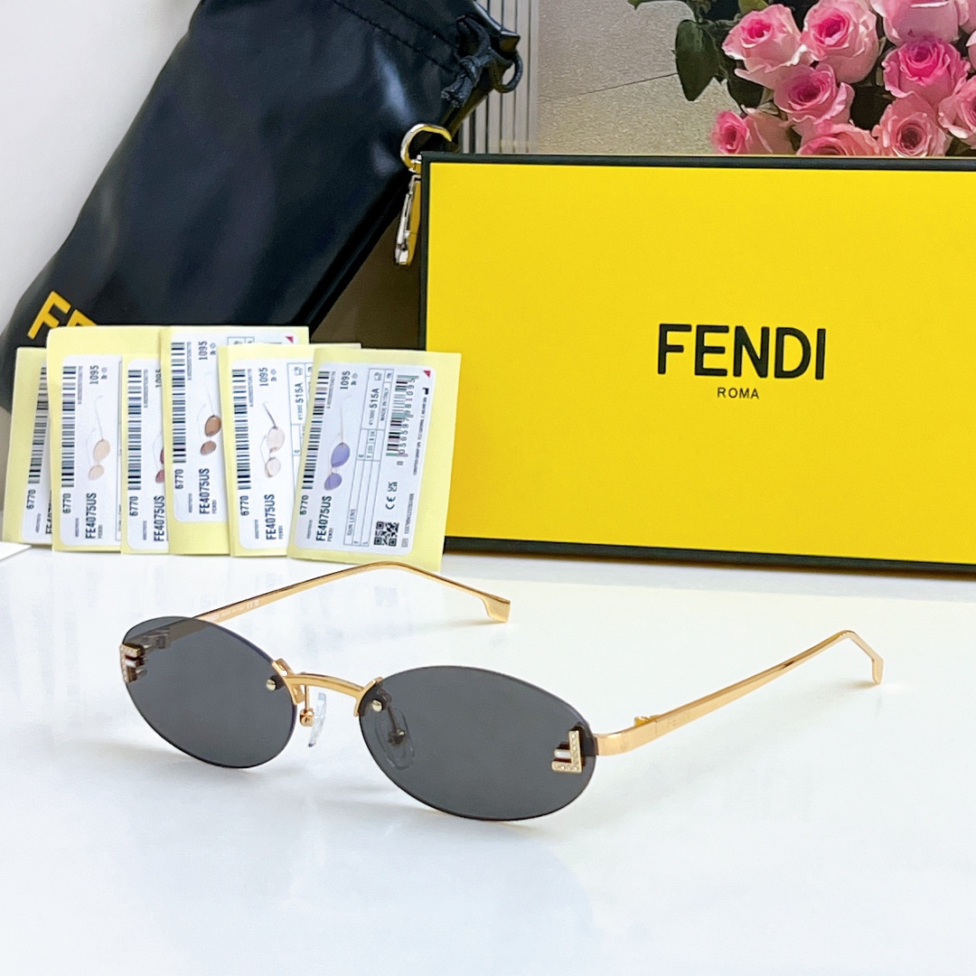 FD  Unique Style Round Metal  Logo Sunglasses YV240524026
