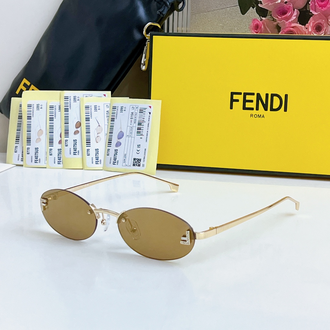 FD  Unique Style Round Metal  Logo Sunglasses YV240524026