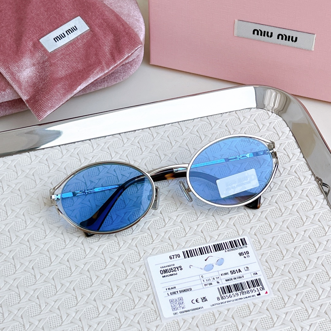 MIU  Retro - style oval metal frame Sunglasses YV24052409