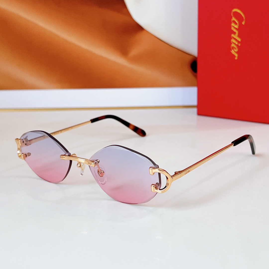 Car  Frameless gradient metal irregular - shaped lenses sunglasses YV240524013