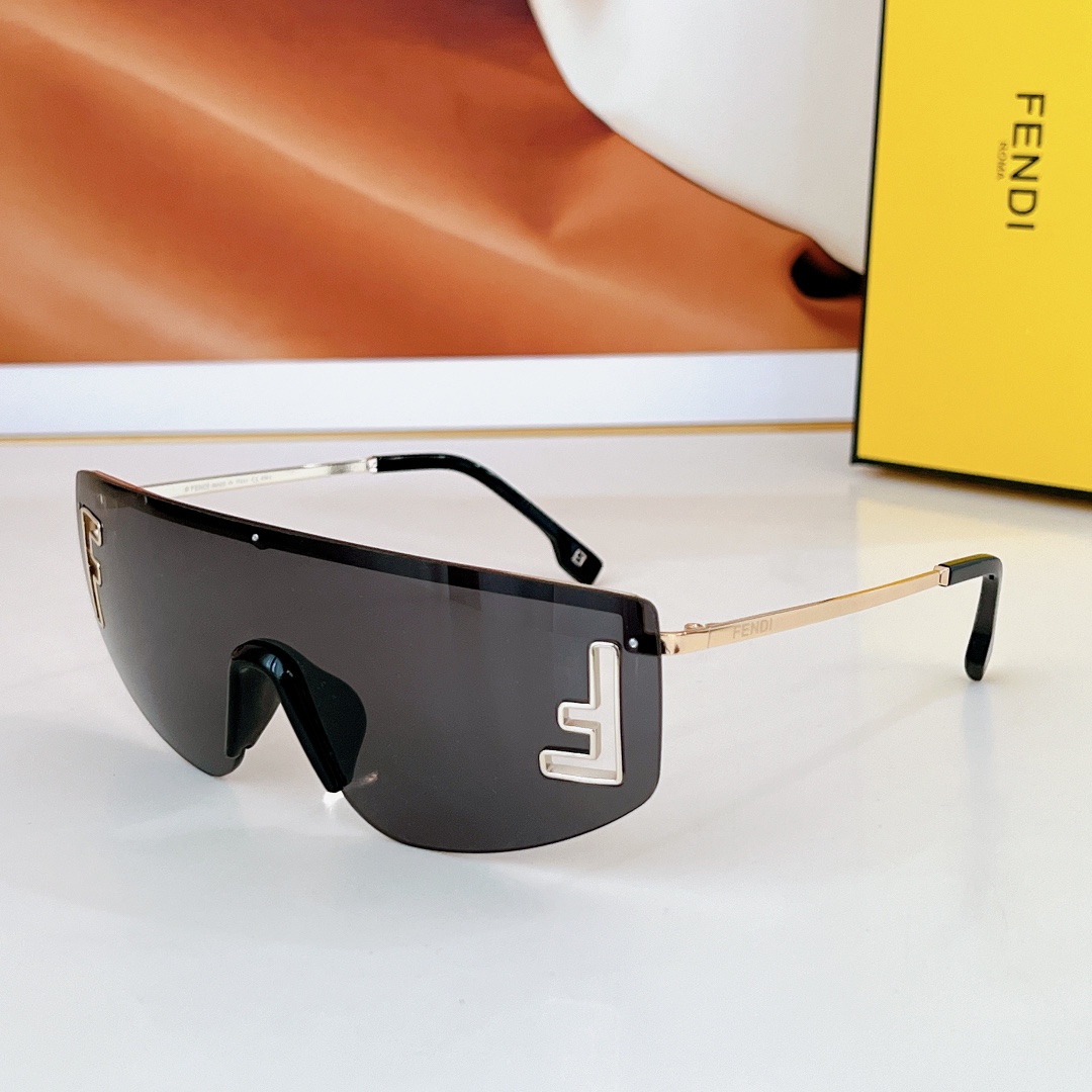 FD Frameless One - Piece Lens Metal Sunglasses YV240524018
