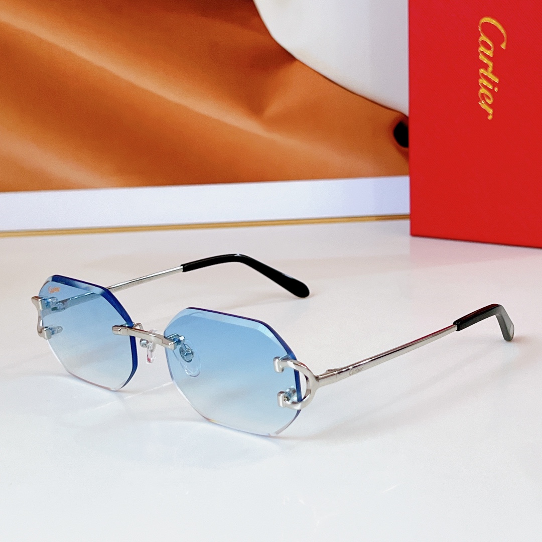 Car  Frameless gradient metal irregular - shaped lenses sunglasses YV240524014