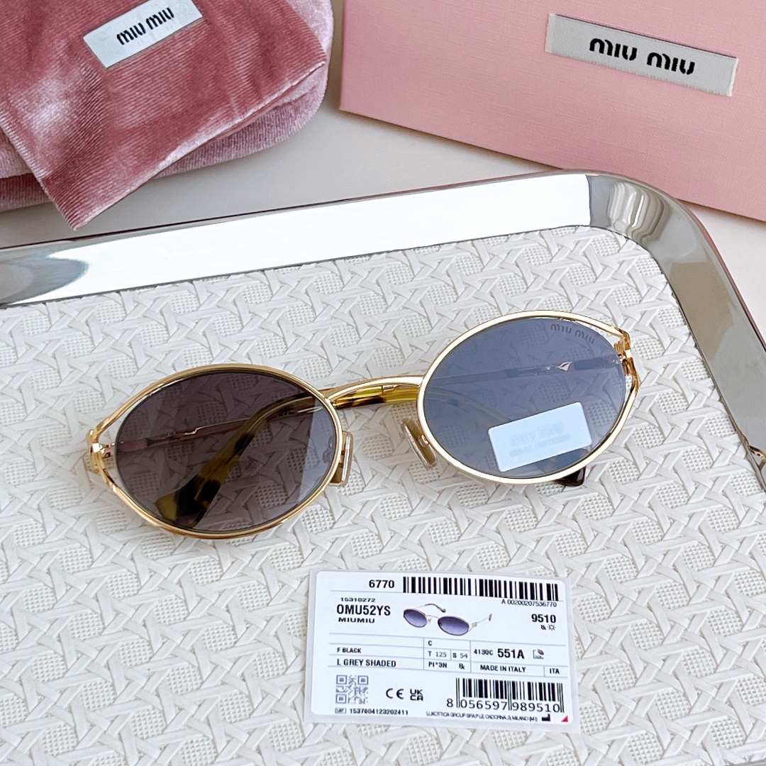MIU  Retro - style oval metal frame Sunglasses YV24052409