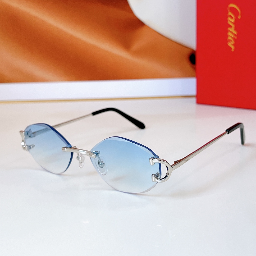 Car  Frameless gradient metal irregular - shaped lenses sunglasses YV240524013